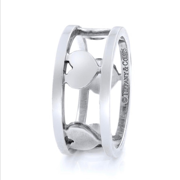 Tiffany & Co. Jewelry - 💎❤️ Tiffany & Co. Sterling Silver Stencil 5 Heart Wide Band Ring